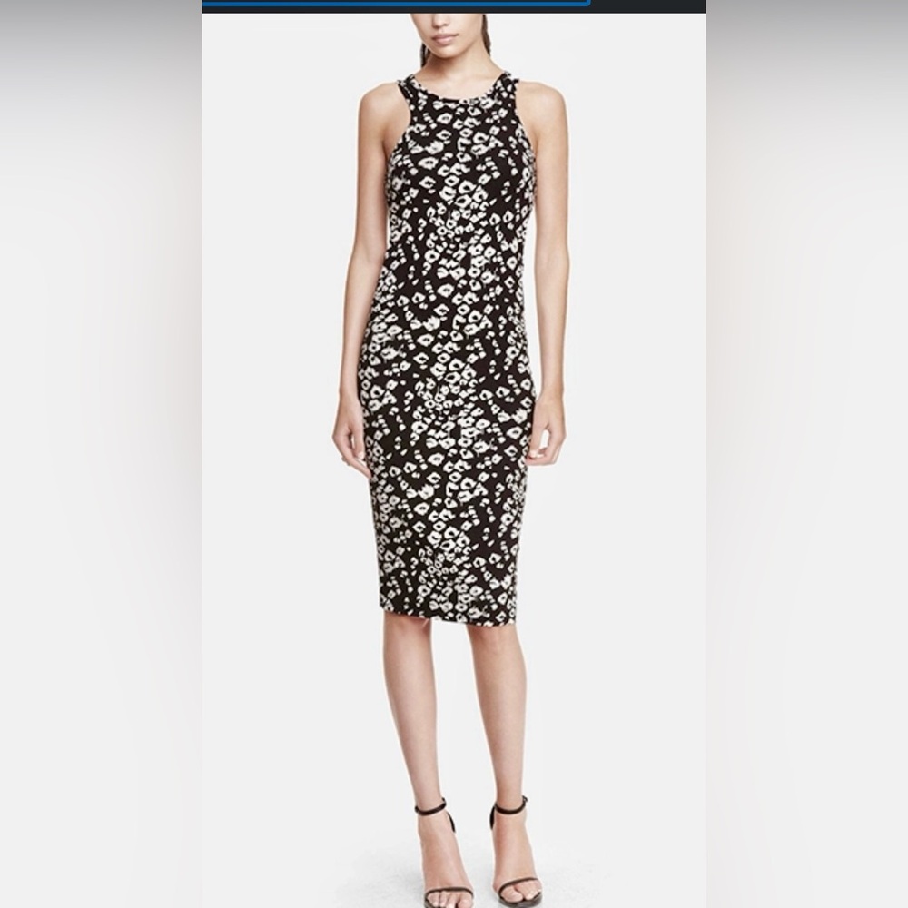 EXPRESS Black And Cream Floral Midi Tank Dress Women Size XS